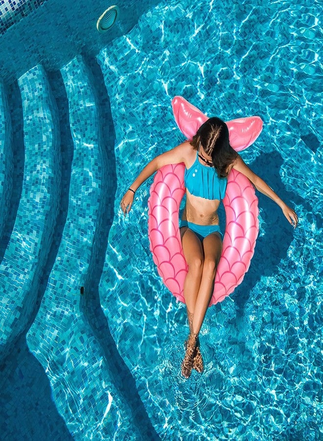 Kgeorix Mermaid Swim Ring Inflatable Pool Float Tube for Adults Colorful Comfortable Design for Beach and Pool Fun. (Multicolor) - Image 4